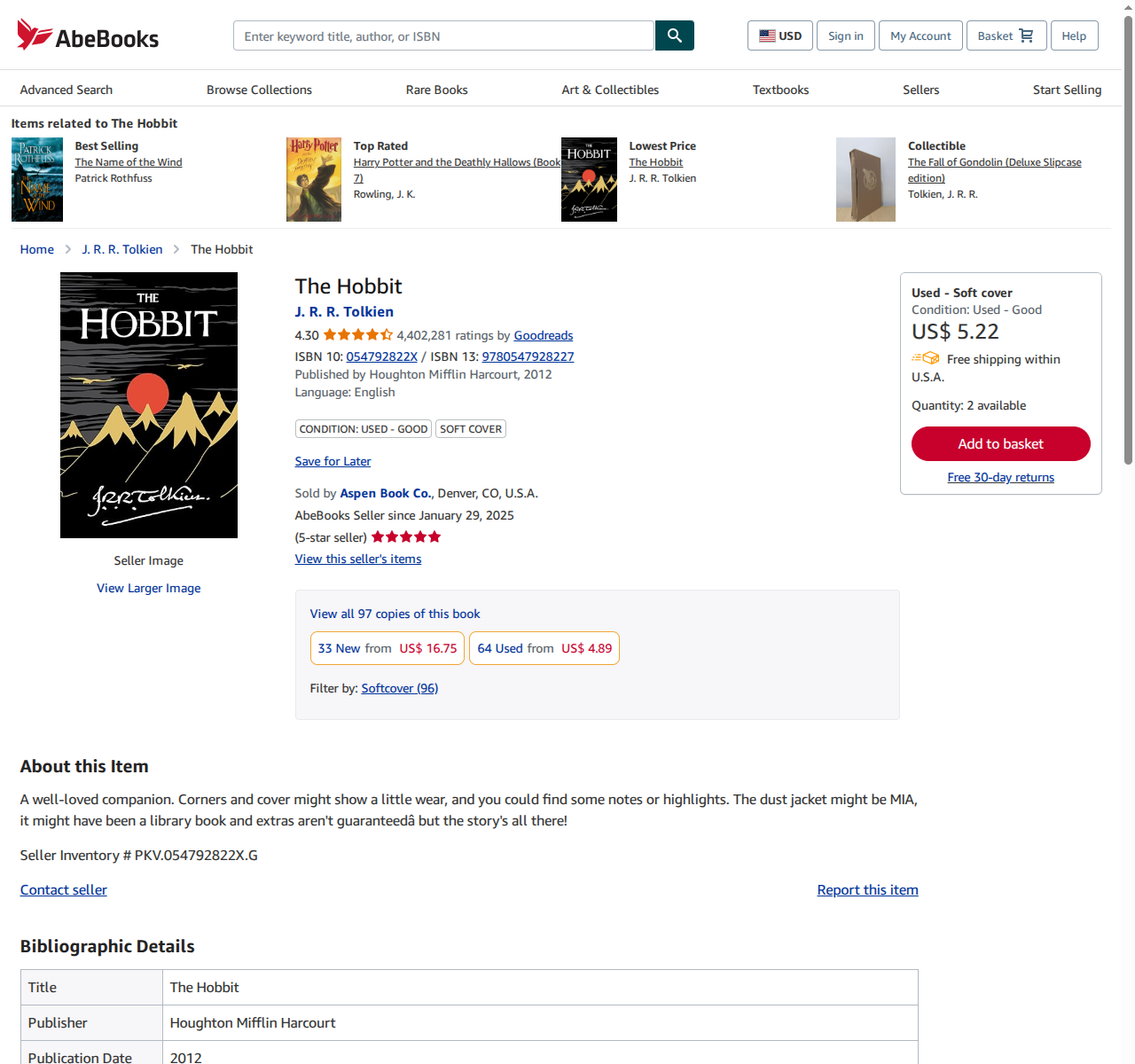 Library Extension on abebooks_com - Desktop