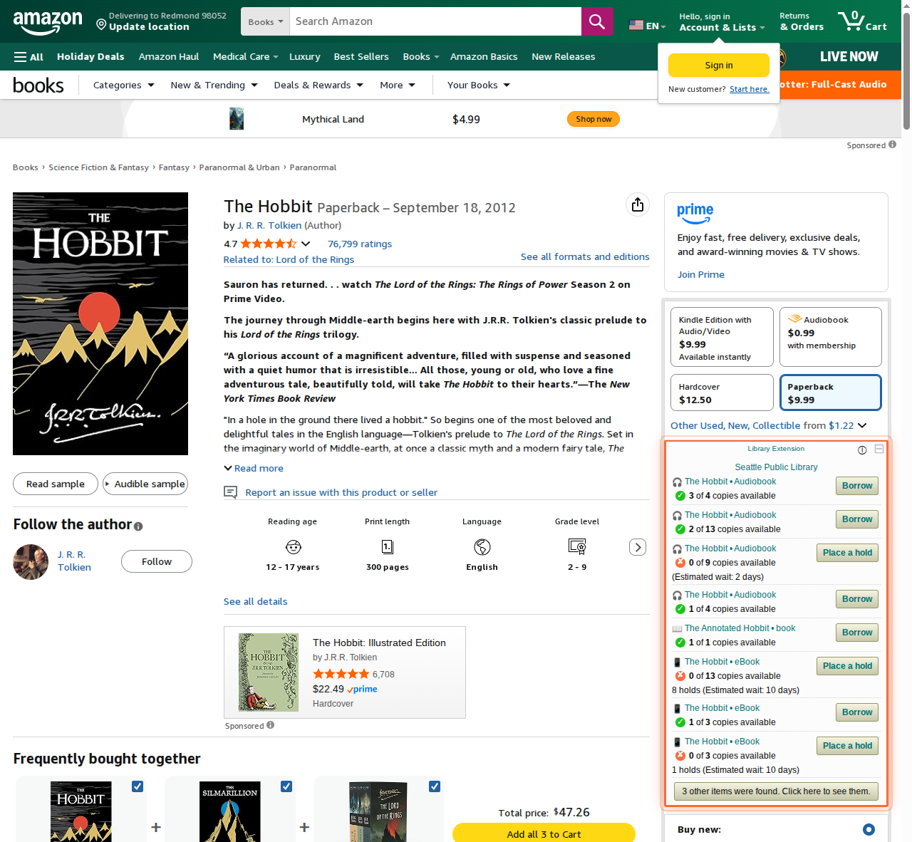 Library Extension on amazon_com - Desktop