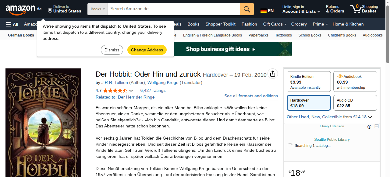 Library Extension on amazon_de - Desktop