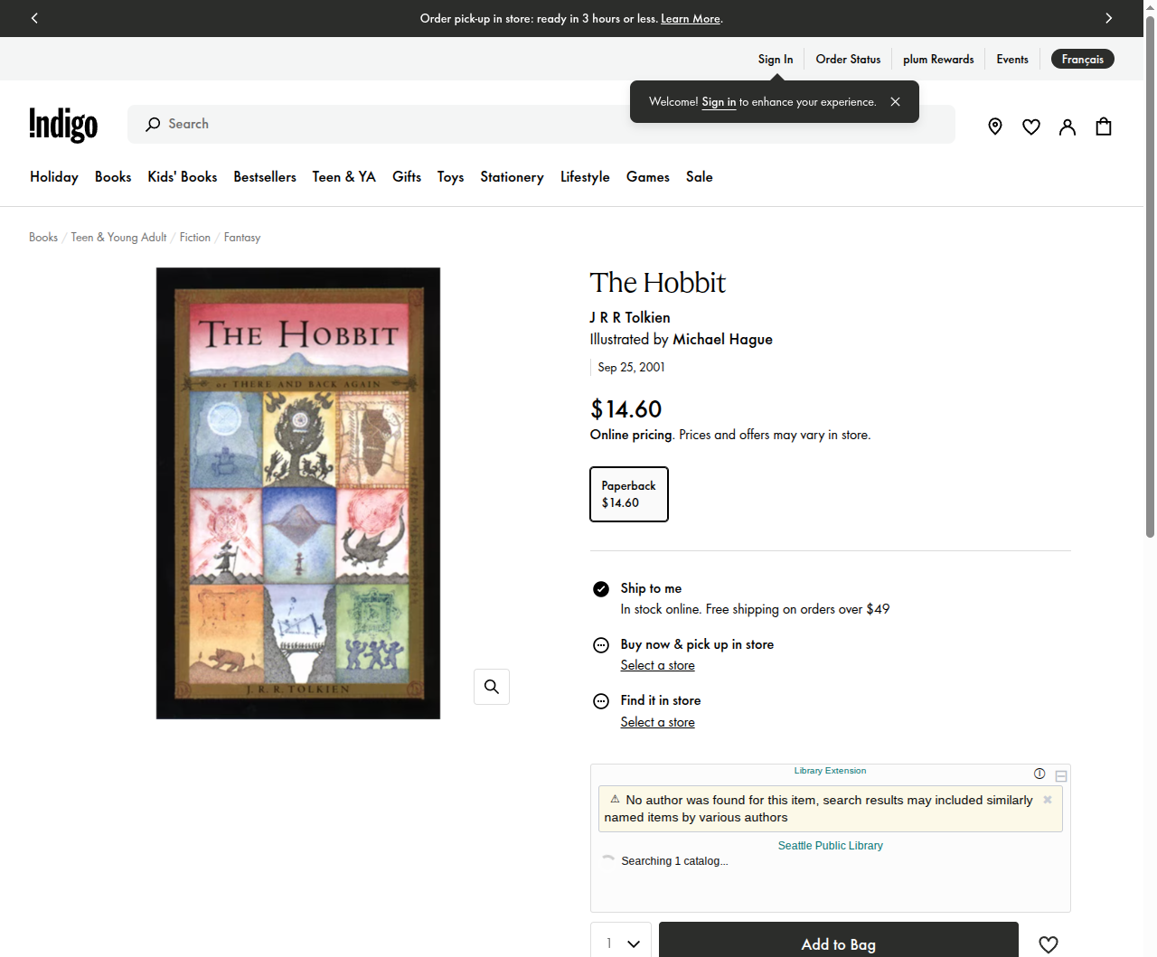 Library Extension on chapters_ca - Desktop
