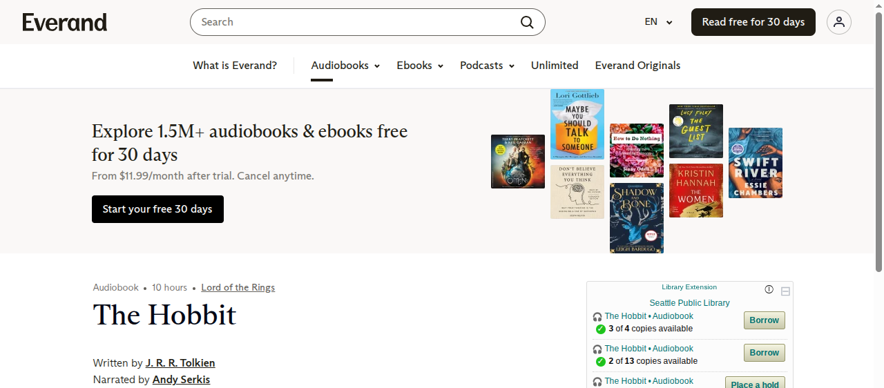Library Extension on everand - Desktop