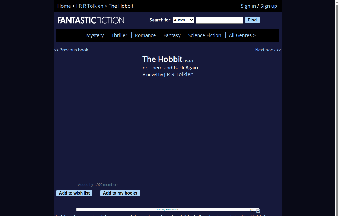 Library Extension on fantasticfiction_com - Desktop