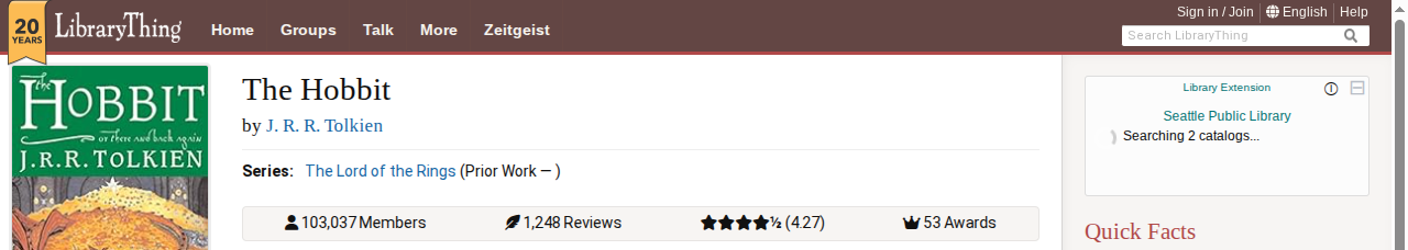 Library Extension on librarything_com - Desktop