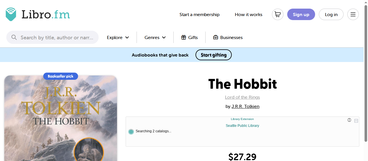 Library Extension on libro_fm - Desktop
