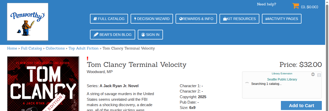 Library Extension on penworthy_com - Desktop