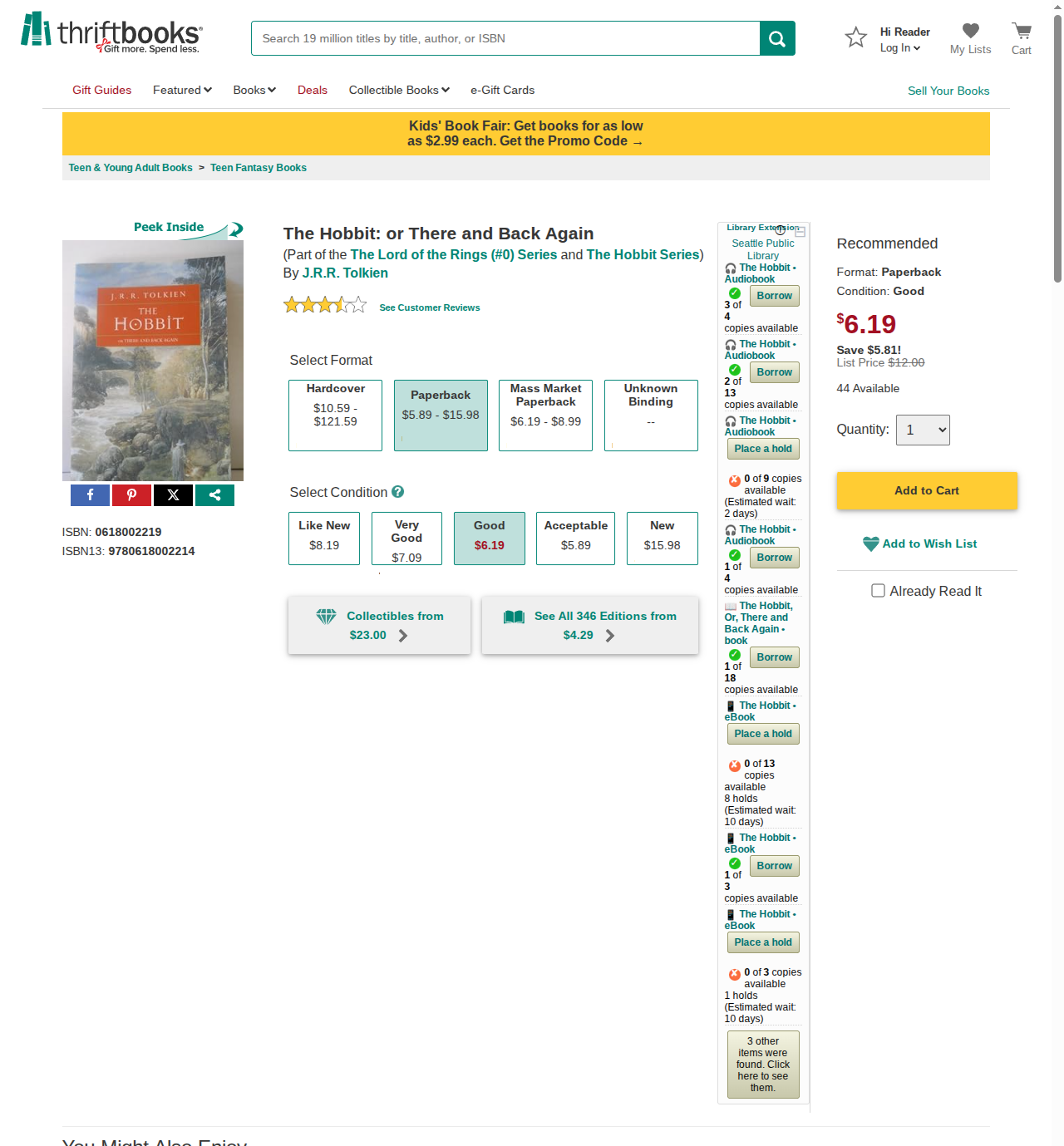Library Extension on thriftbooks_com - Desktop